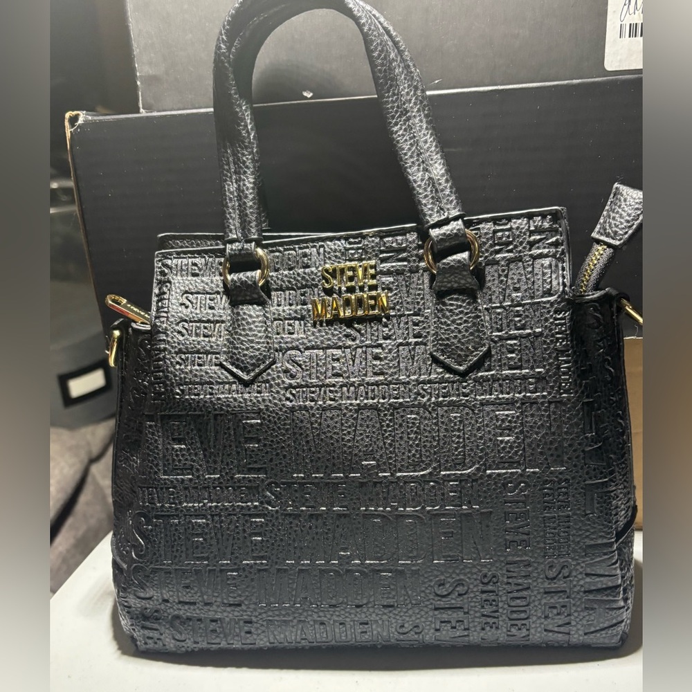Steve Madden Textured Black Satchel